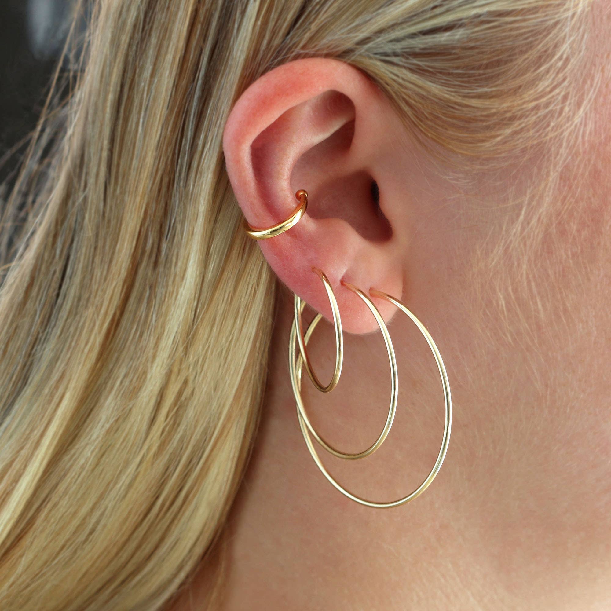 Kris Nations - Wholesale Hoop Earrings - Featherweight Hoop Earrings Gold Filled Lightweight 4 Sizes Nickel Free Hypoallergenic Ships from CA2