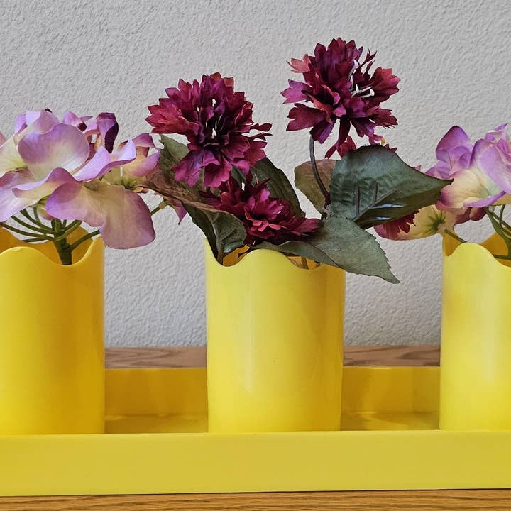 Austin Planter - Wholesale Plant Pot - Wavy 2-inch APW Flower 3-Pots with 1-Rectangle Saucer11