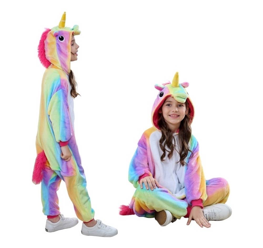 Jammies For Parties - Wholesale Onesie - Kids - Kids Unisex Animal Onesie Pajamas - Rainbow Unicorn2