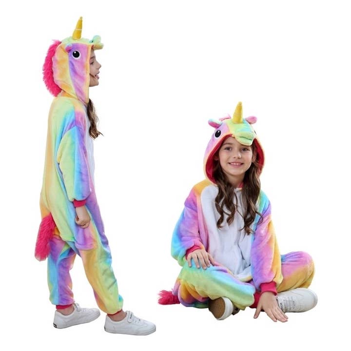 Jammies For Parties - Wholesale Onesie - Kids - Kids Unisex Animal Onesie Pajamas - Rainbow Unicorn2