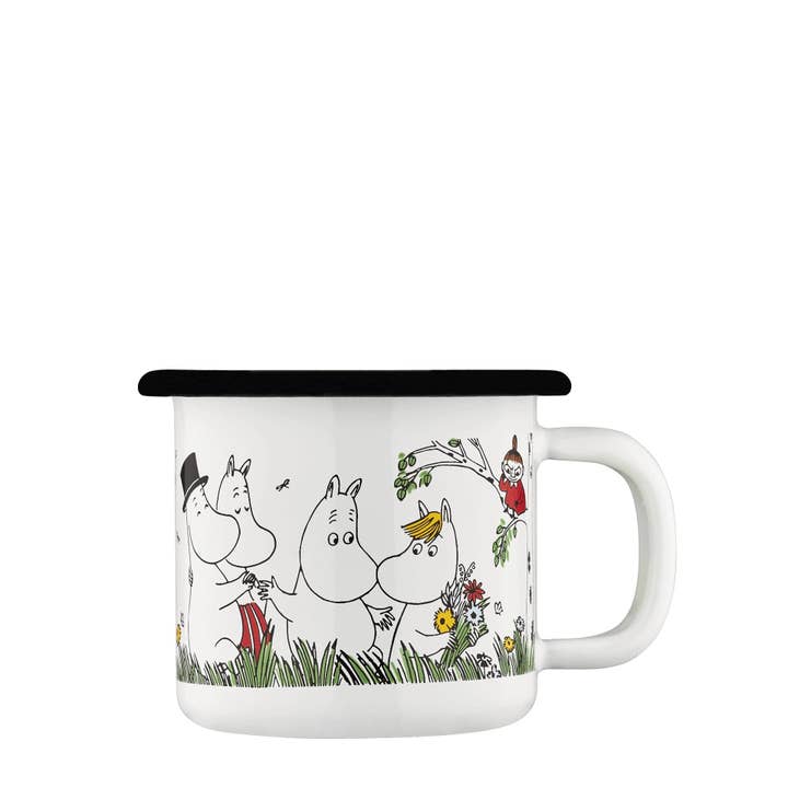 Tazza smaltata in mumitroldene 1,5dl Happy Family, Colors per la vendita all'ingrosso da parte di Dsignhouse