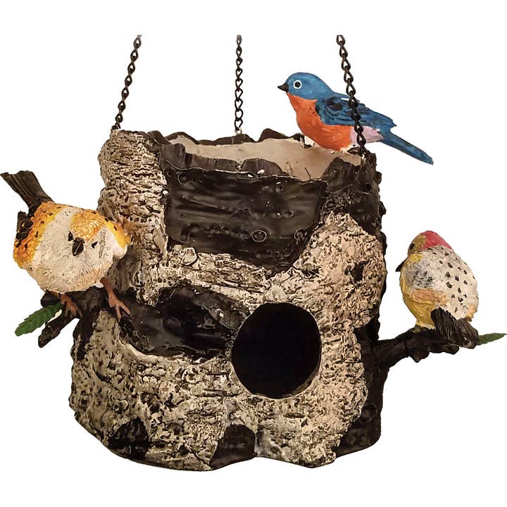 Birds/Tree Stump Birdhouse for wholesale by Spoontiques, Inc