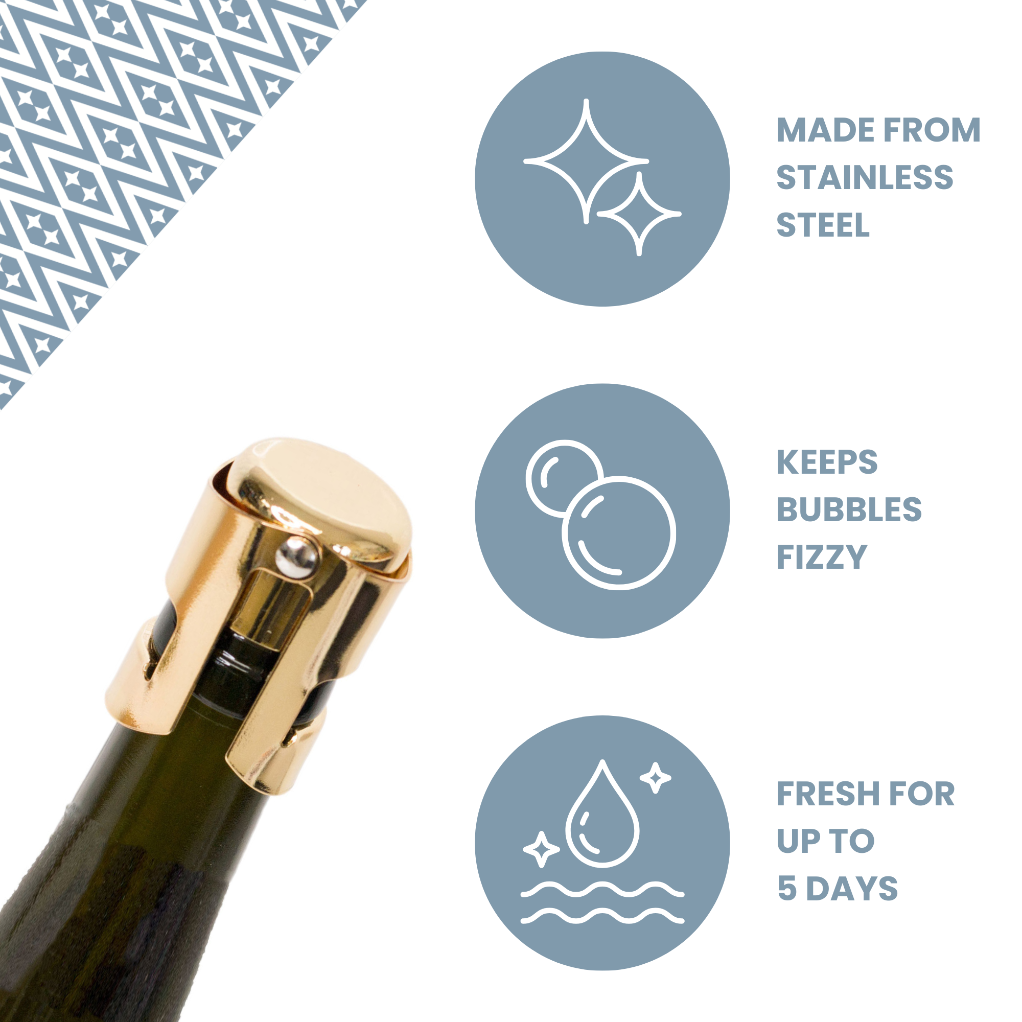 UBERSTAR – wholesale Wine stopper – Champagne Stopper - Gold5