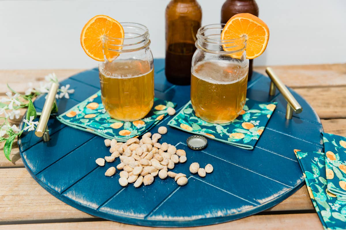 Grace Graffiti - Wholesale Serving Tray - Engraved Chevron Wooden Tray with Mod Gold Handles5