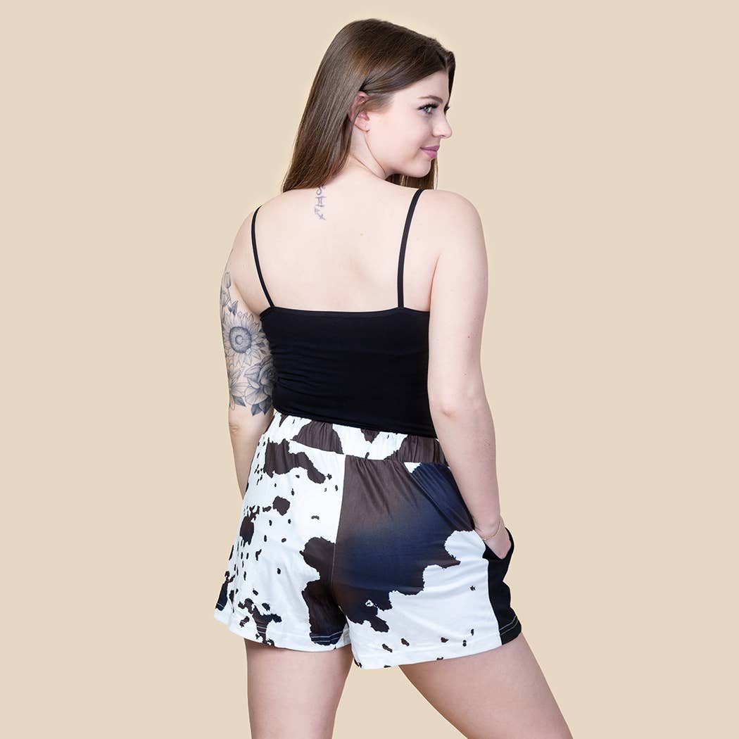 Cow Print Drawstring Shorts with Pockets for wholesale on Faire3
