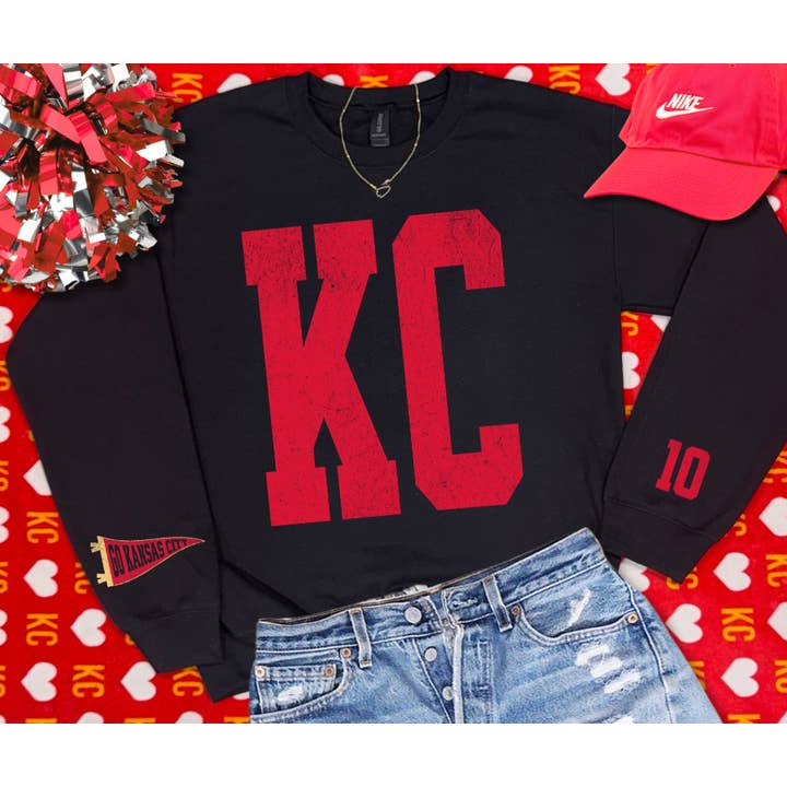 Oversized KC #10 Sleeve (Pick Your Sweatshirt Color) for wholesale by The Red Rival Wholesale