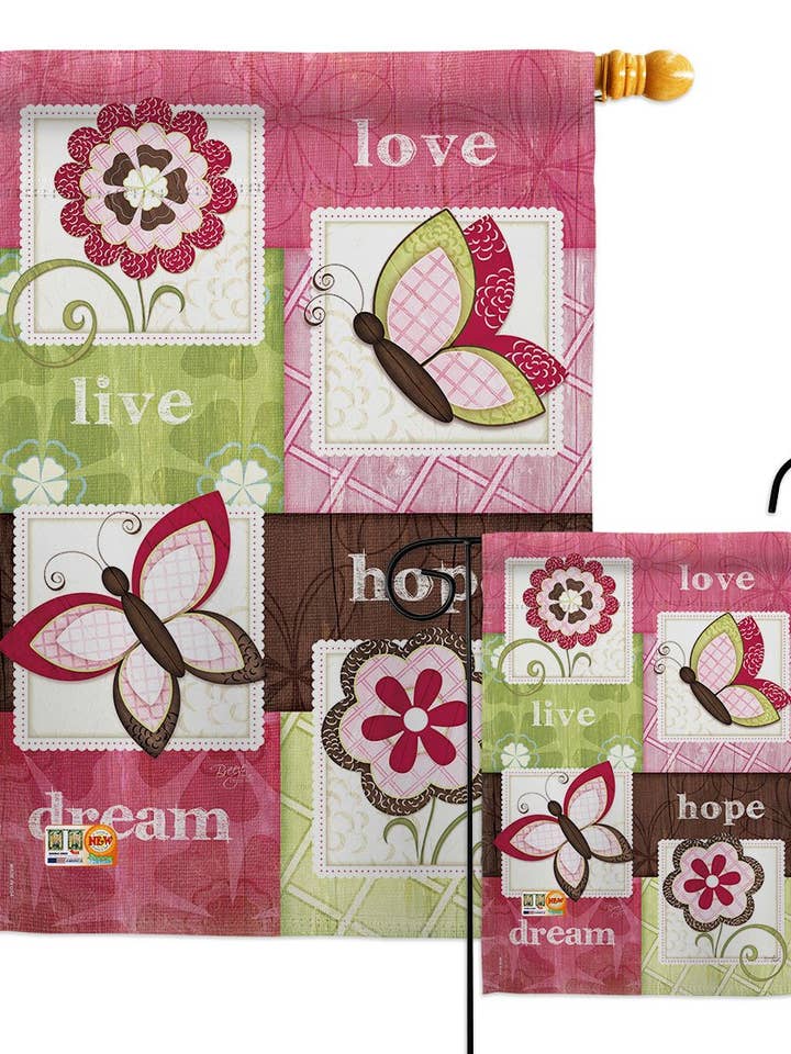 Welcome Butterfly Floral Garden Friends Decor Flag for wholesale by Two Group Flag Co