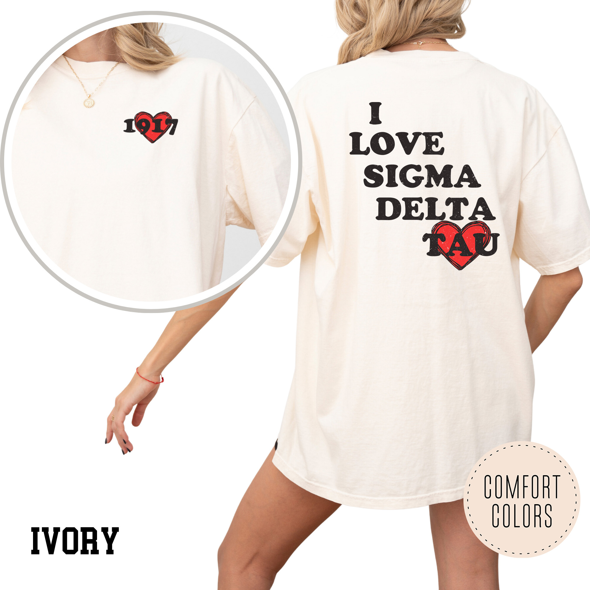 Kite and Crest - Wholesale Screen Printed T-Shirt - Women's - I Love Comfort Colors Sorority T-shirt21