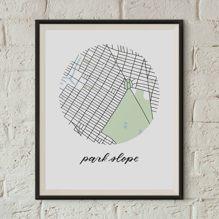 Park Slope, Brooklyn Map Print for wholesale by Sophie Kaplan