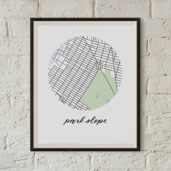 Park Slope, Brooklyn Map Print for wholesale by Sophie Kaplan