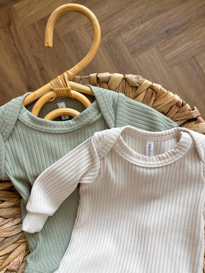 Agukids - Wholesale Bodysuit (Non-Footed) - Baby - Ribbed Baby Bodysuit Long Sleeve (pastel colors_