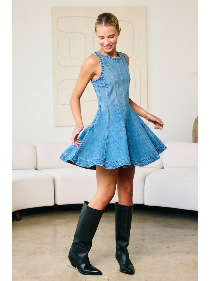 Denim Circle Mini Dress - RD1197 for wholesale on Faire6