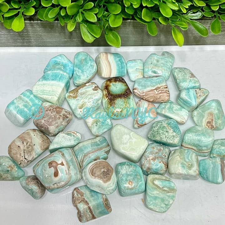 Wholesale Lot 2 lbs Natural Blue Aragonite Tumble Crystal Nice Quality Healing Energy for wholesale by KayleeNYC