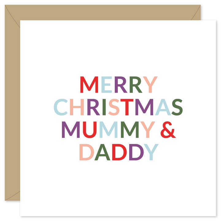 Merry Christmas Mummy and Daddy Christmas Card for wholesale by Purple Tree Designs