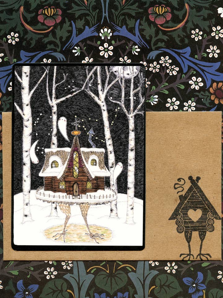 Baba Yaga's Hut in Winter Card Set of 3 - Frameable Cards for wholesale by Barnacles and Moss