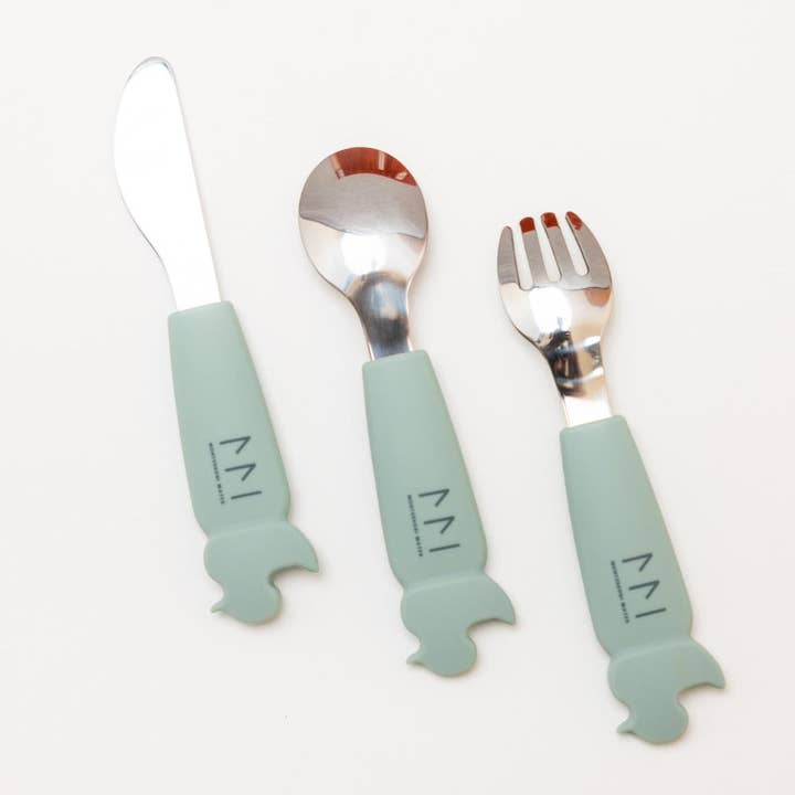 Montessori Mates Pty Ltd - Wholesale Flatware Set - Kids & Baby - Soft Grip Toddler Cutlery Set - Spoon + Fork + Knife