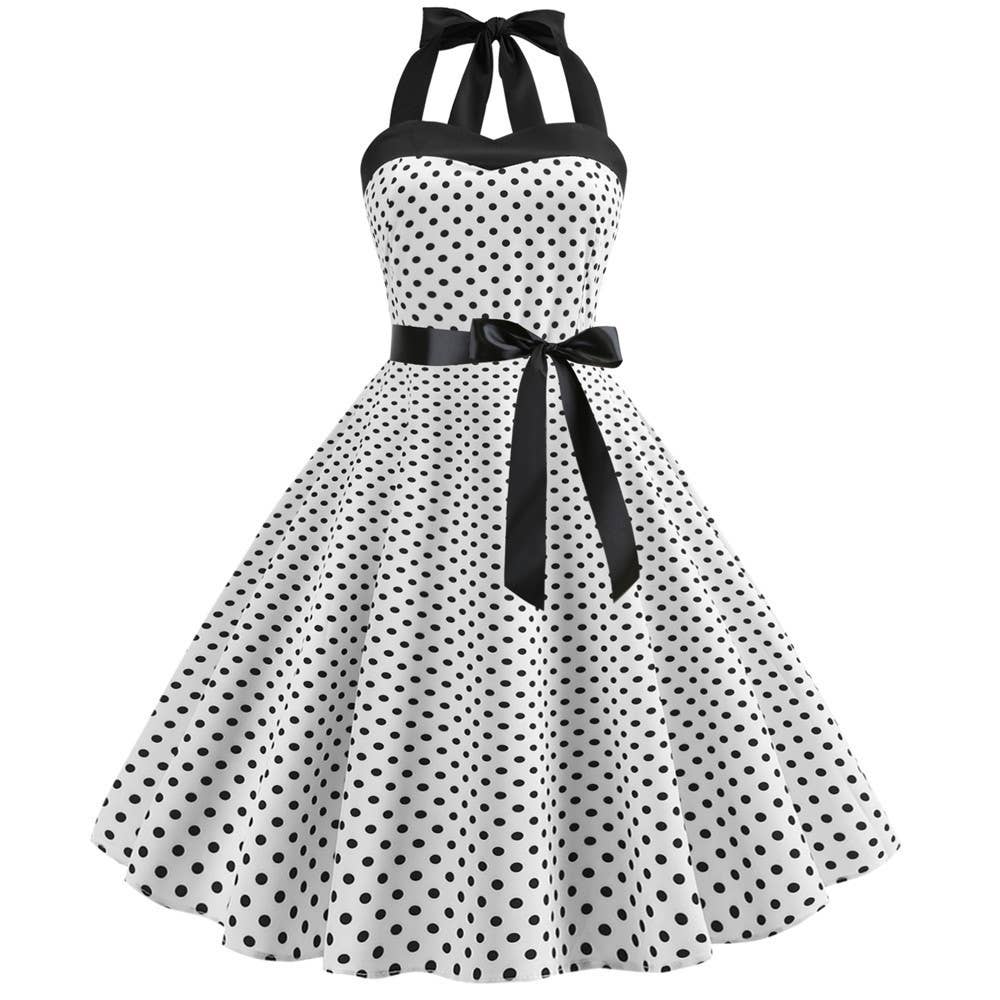 Rosa Clothing - Wholesale Dress - Women's - Vintage Polka Dot Halter Dress0