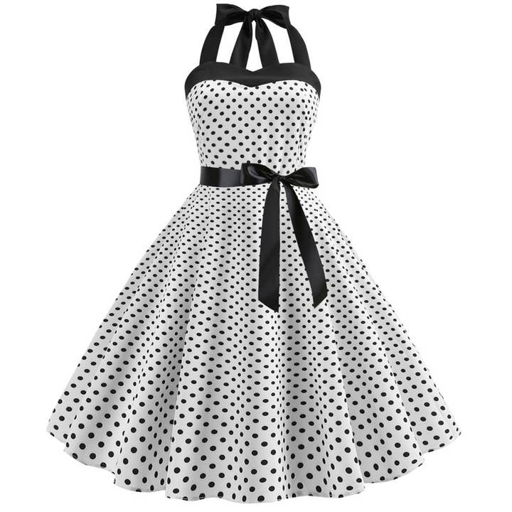 Rosa Clothing - Wholesale Dress - Women's - Vintage Polka Dot Halter Dress