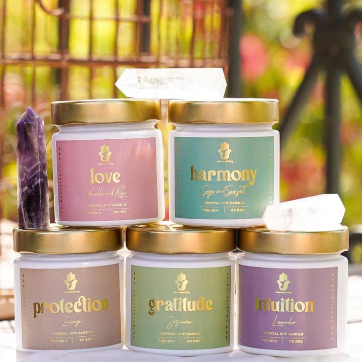 Oneness Living - Wholesale Pot/gevulde kaars - Beschermingskristalkaars3