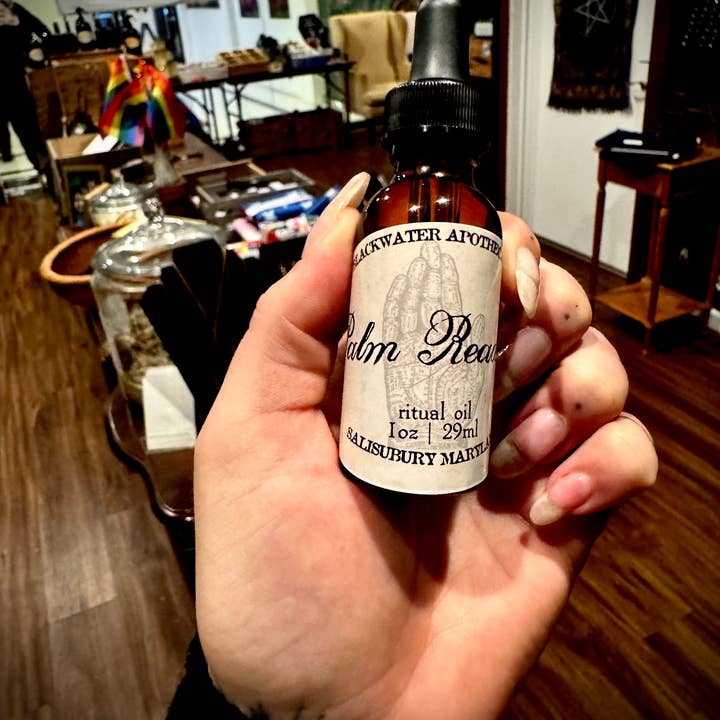 Blackwater Apothecary - Wholesale Meditation Supplies - Palm Reading Ritual Oil – 1 oz Amber Dropper Bottle2