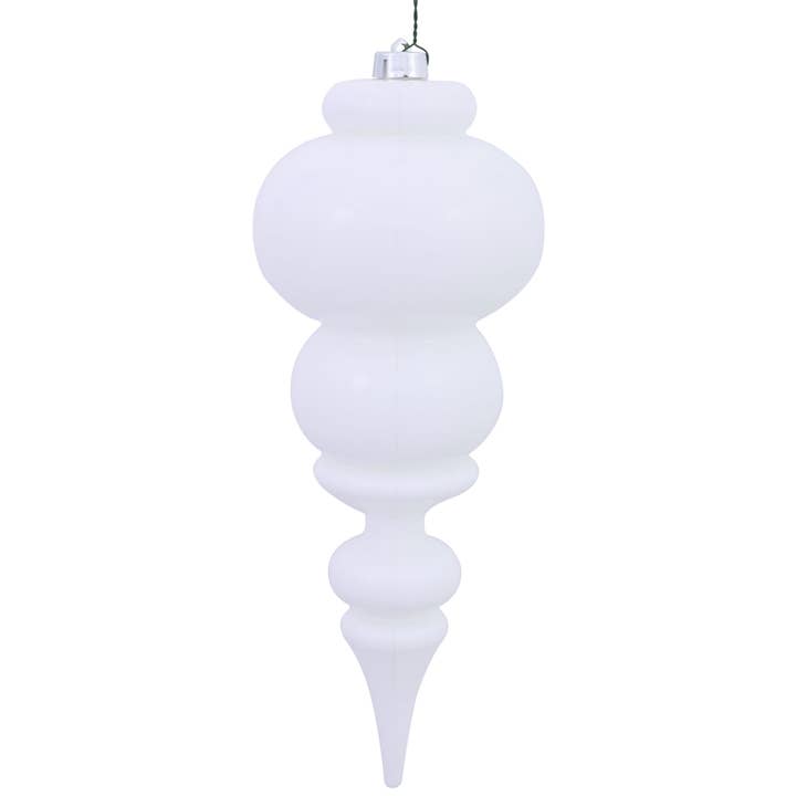Vickerman 14" White Shiny Finial Ornament for wholesale on Faire