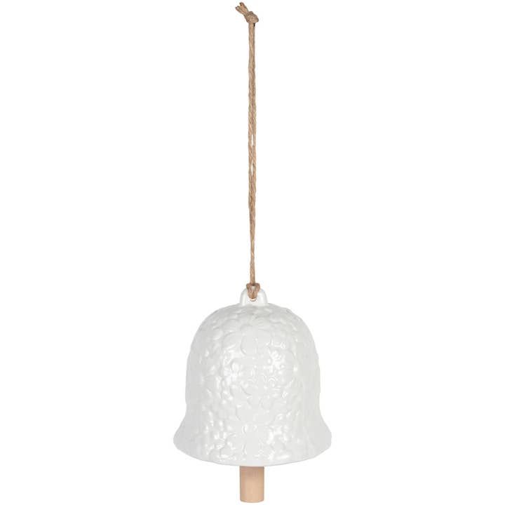 "White Floral" Cermic Bell for wholesale by Gift & Garden by Carson