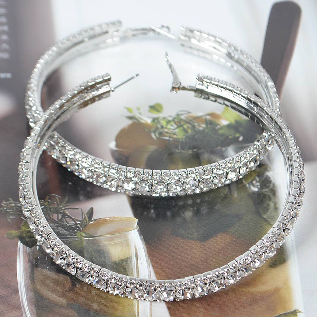 3AM BY H&D ACCESSORIES - Wholesale Hoop Earrings - Multi Rhinestone 80mm Hoop Earring2