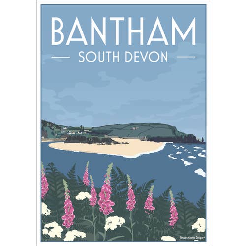 Bantham Beach, Devon | Vintage/Art Deco-stil PosterAveton G for engroshandel hos Jennifer Cooper Designs