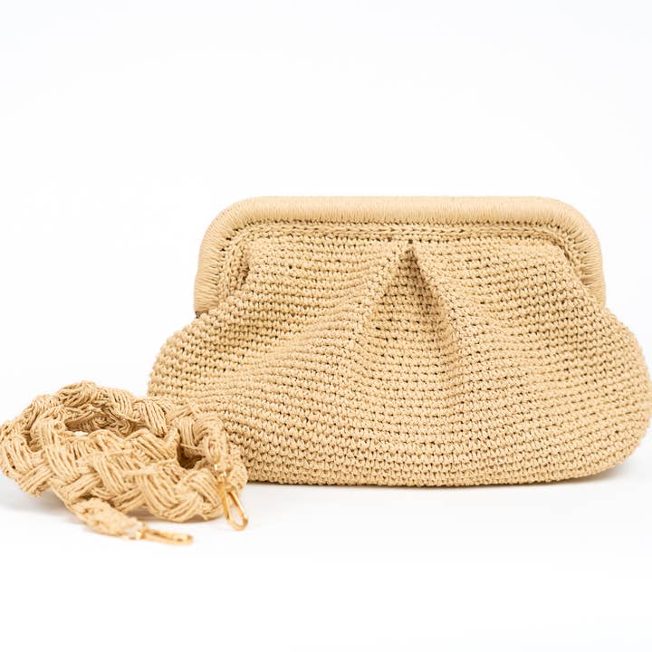 Sac en raphia, sac de plage en paille, pochette en raphia pour la vente par AND-selects Artisan Elegance