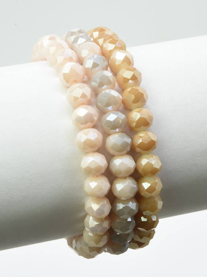 CB2233 Multi Color Glass Bead Stretch Bracelet Set for wholesale by MiMi Wholesale