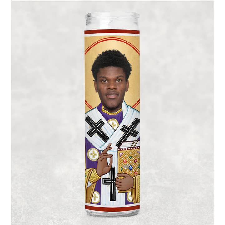 Saint Jackson Celebrity Prayer Candle | 8" Unscented for wholesale by Into The Desert