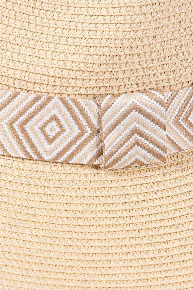 Hana - Wholesale Straw Hat - Women's - Aztec Tribal Pattern Band Straw Summer Sun Hat6