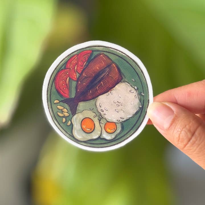 Claudine Castro Art - Wholesale Sticker - Bangus Silog / Bangsilog Cute Food Stickers, Filipino Food Art, Laminated Waterproof Vinyl Laptop Stickers