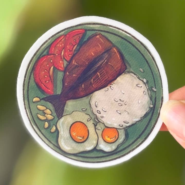 Claudine Castro Art - Wholesale Sticker - Bangus Silog / Bangsilog Cute Food Stickers, Filipino Food Art, Laminated Waterproof Vinyl Laptop Stickers0