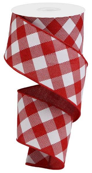 General Wholesale Inc - Wholesale Ribbon - Gift Wrapping - 2.5"X10YD DIAGONAL CHECK ON ROYAL - RED/WHITE - RGA1268240