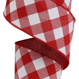 General Wholesale Inc - Wholesale Ribbon - Gift Wrapping - 2.5"X10YD DIAGONAL CHECK ON ROYAL - RED/WHITE - RGA126824