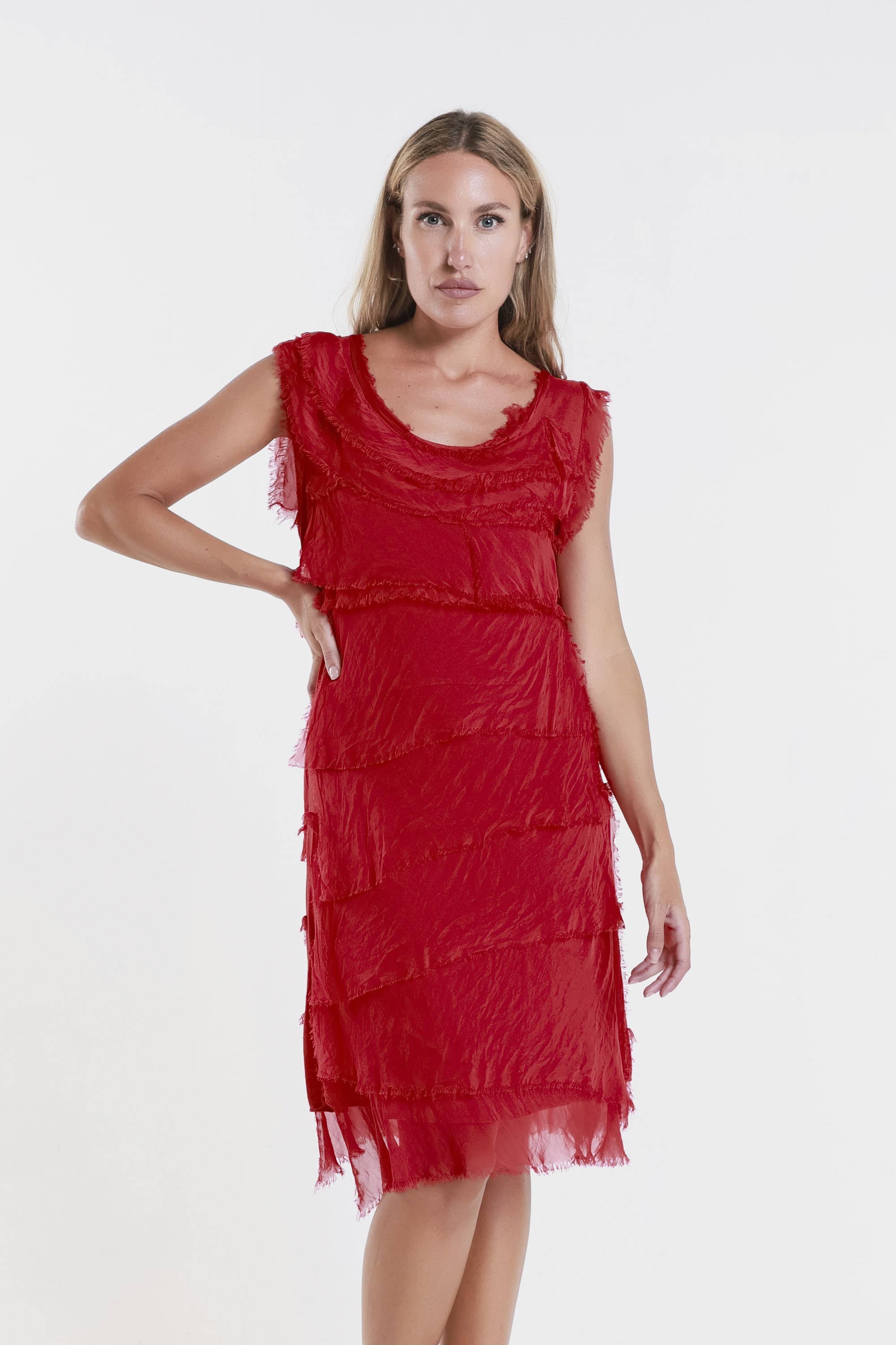 TINA Stephens Italy/Tees By Tina - Wholesale Dress - Women's - Mariana Silk Ruffle Dress (DT202)39