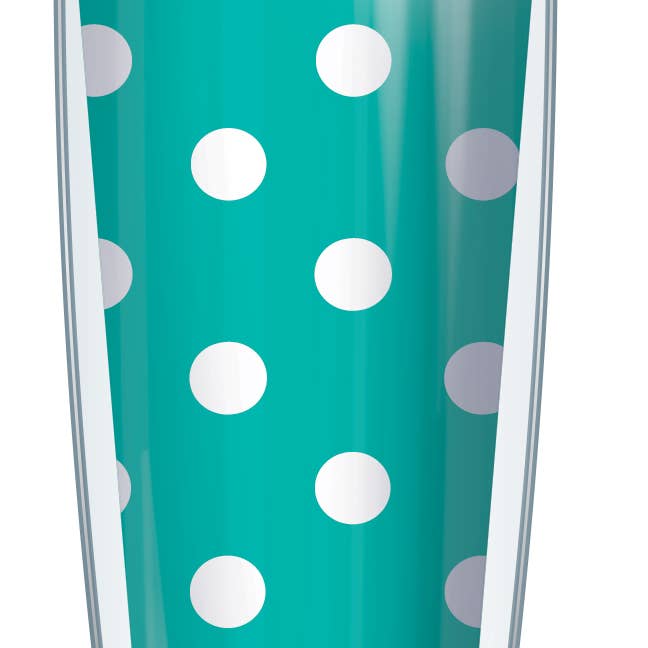 White Polka Dots on Teal Tumbler for wholesale by FREEHEART