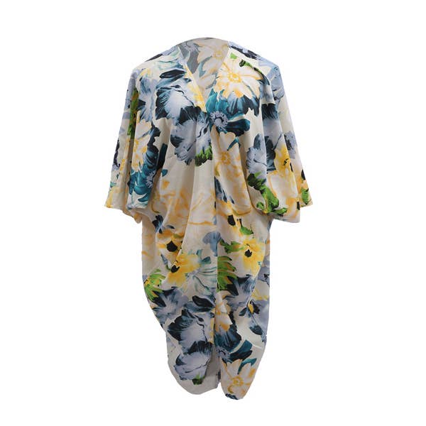Ladies Sheer Beige Natures Flowers Sleek Kimono for wholesale by Nima Accessories Inc
