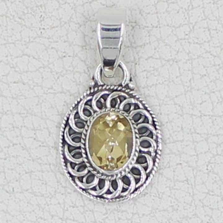 Citrin Sterling sølv vedhæng for engroshandel hos Silvex Jewelry