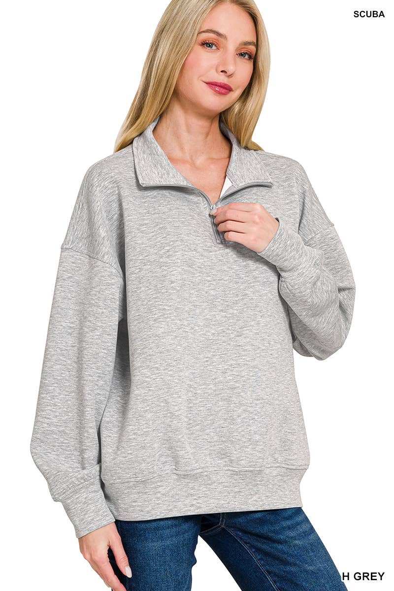 42POPS – wholesale Sweatshirt - Dam – , 0925 Scuba Half Zip Pullover med fickor SI-270412