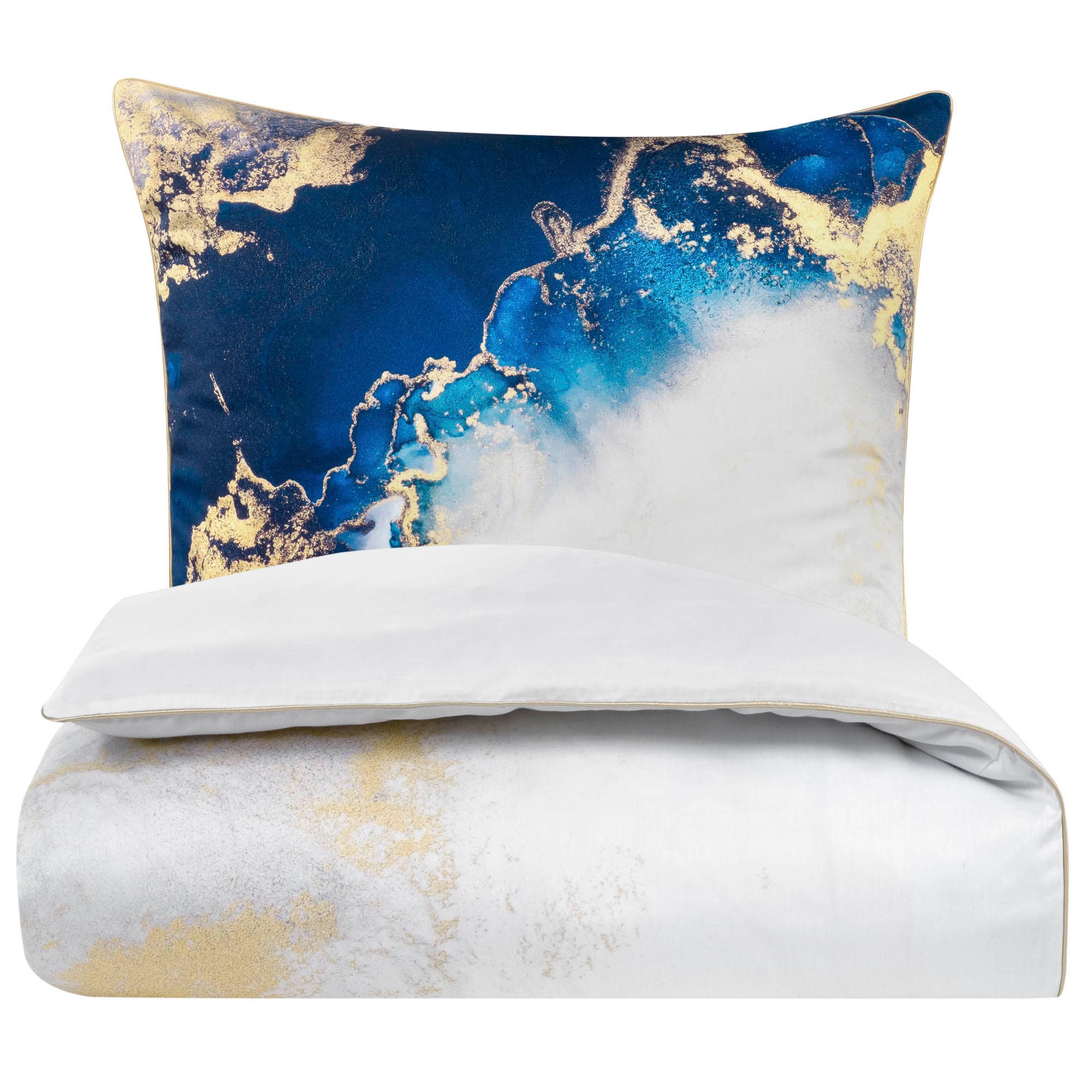 Aymando Home – Engroshandel Sengesæt – Deluxe sengetøjssæt 100% bomuld Mako Satin Marmor Blå1