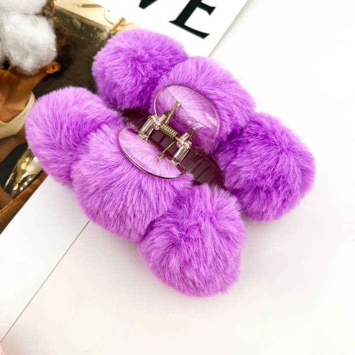 mildstyles - Wholesale Hair Clip - Women's - ❄️ Faux Rex Rabbit Fur Pom-Pom Claw Clip – Cozy Fall/Winter7