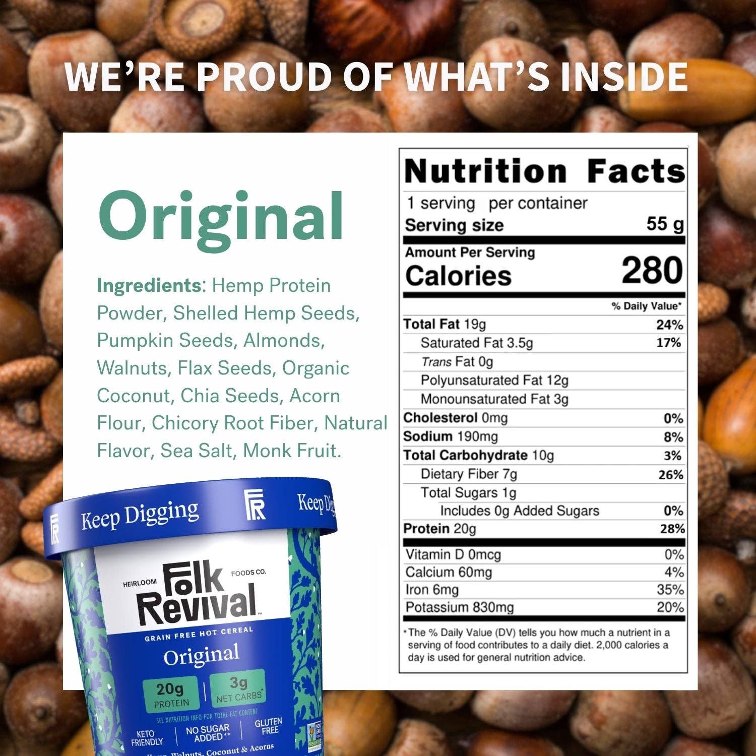 Folk Revival, LLC - Wholesale Breakfast Cereal - Original - Keto Instant 'Oatmeal'1