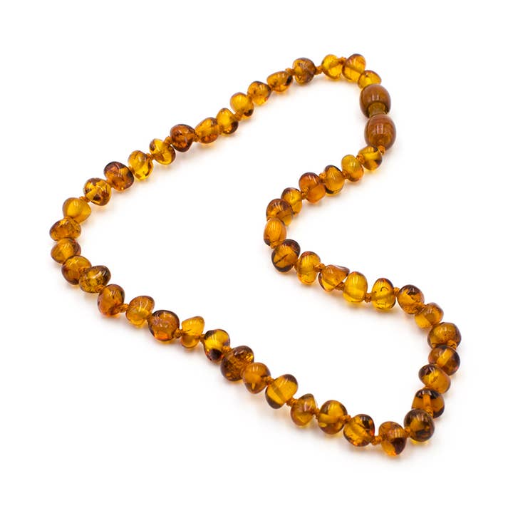Cognac Barok Parel Amber ketting 32 cm voor wholesale door 123Ambre