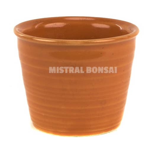 Round Planter 8.5x8.5x7cm Orange for wholesale by MISTRAL BONSAI