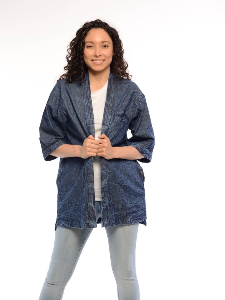 Unisex Denim Kimono for engroshandel hos BHANTI