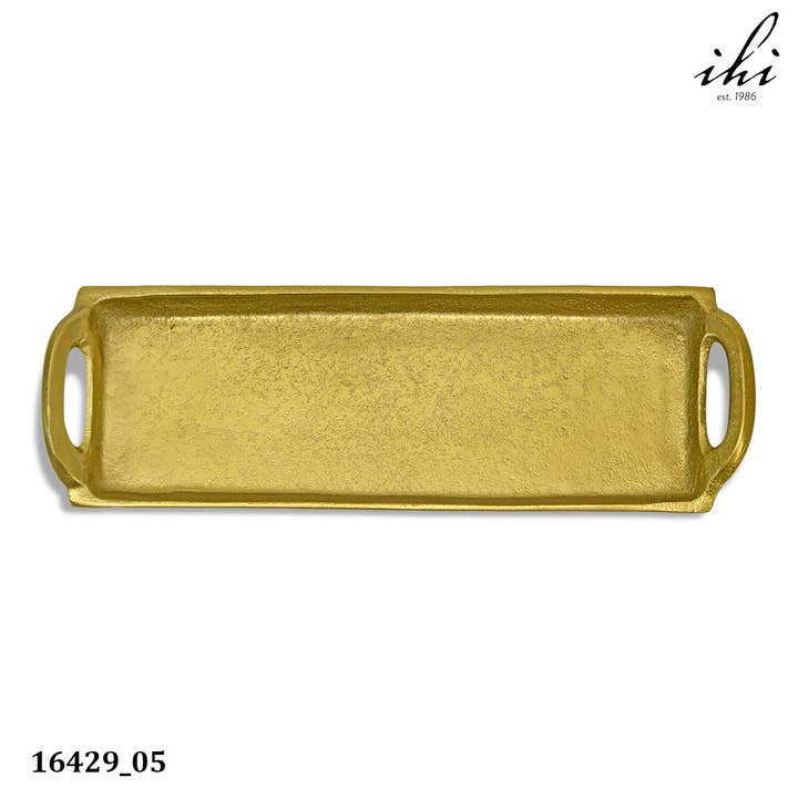 India Handicrafts Inc - Wholesale Decorative Tray - GOLD RECT TRAY