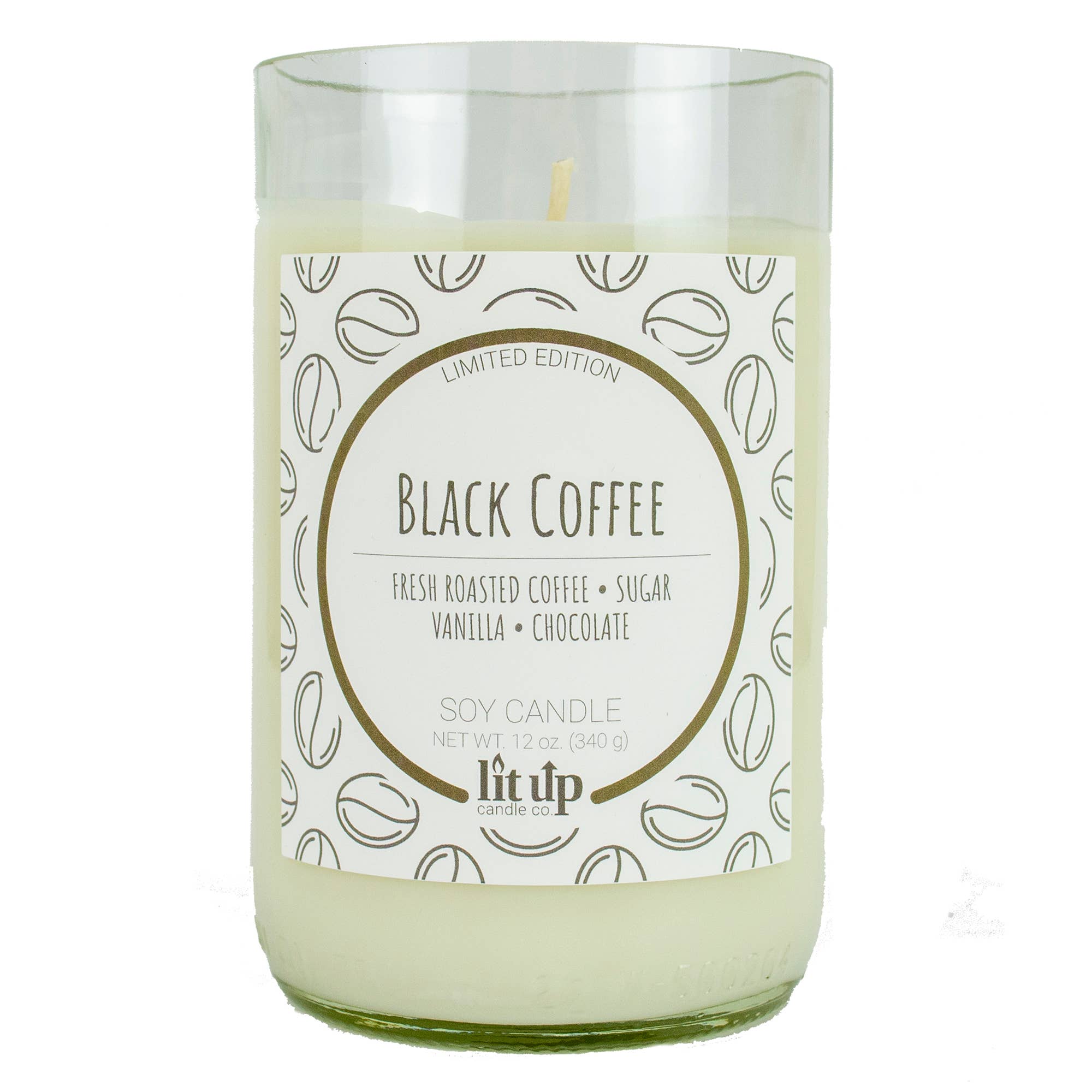 Lit Up Candle Co. - Vendita all'ingrosso Candela in vasetto - Black Coffee 12 oz. candele di soia in bottiglie di vino riciclate1