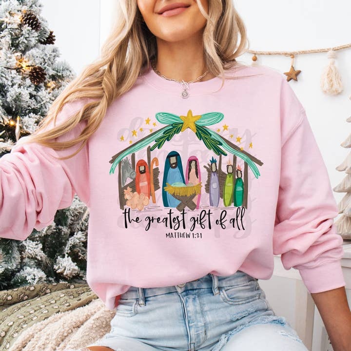 Trendy Transfers - Wholesale Sublimation Transfer - The Greatest Gift Of All Nativity DTF Heat Transfer